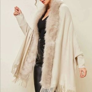 Cream fur batwing sweater
